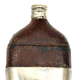 Clever Little Late Victorian Flask Shaped Leather and SIlver Plate Vesta