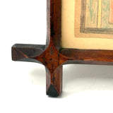 Woman in Garden with One Raised Finger, Marvelous Late 19th Century Graphite and Crayon Folk Drawing, Period Frame