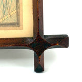 Woman in Garden with One Raised Finger, Marvelous Late 19th Century Graphite and Crayon Folk Drawing, Period Frame