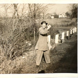 Hitchhiker Coming into View, Old Snapshot Photo