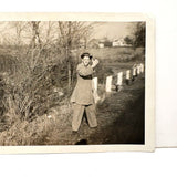 Hitchhiker Coming into View, Old Snapshot Photo