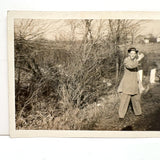 Hitchhiker Coming into View, Old Snapshot Photo