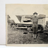 Two Armed Semaphore, With Tank, Old Snapshot Photo