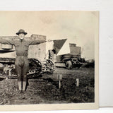 Two Armed Semaphore, With Tank, Old Snapshot Photo