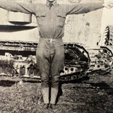 Two Armed Semaphore, With Tank, Old Snapshot Photo