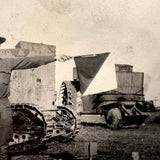 Two Armed Semaphore, With Tank, Old Snapshot Photo