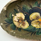 Painted Pansies on a Clam Shell, Antique Coastal New England Folk Art Momento