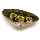 Painted Pansies on a Clam Shell, Antique Coastal New England Folk Art Momento