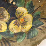 Painted Pansies on a Clam Shell, Antique Coastal New England Folk Art Momento