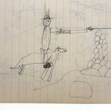 More Excellent Very Naive Kid's Drawings: Man on Horse with Gun, Marching Man, Pile of Rocks