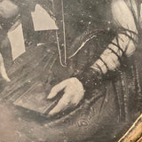 1850s Quarter Plate Daguerreotype of Woman Holding Union Case in Rare Hanging Gutta Percha Frame