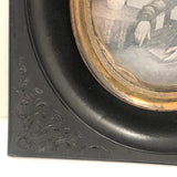 1850s Quarter Plate Daguerreotype of Woman Holding Union Case in Rare Hanging Gutta Percha Frame