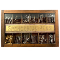 Spencerian Pens: Beautiful Condition Antique Stationer's Pen Nib Case, Chock Full