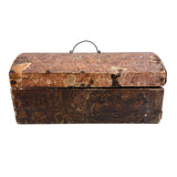 19th Century Dome Top Box Covered with Early Wallpaper and More, Inside and Out