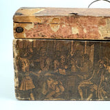 19th Century Dome Top Box Covered with Early Wallpaper and More, Inside and Out