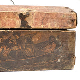 19th Century Dome Top Box Covered with Early Wallpaper and More, Inside and Out