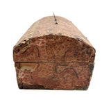 19th Century Dome Top Box Covered with Early Wallpaper and More, Inside and Out