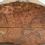 19th Century Dome Top Box Covered with Early Wallpaper and More, Inside and Out