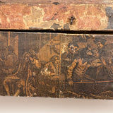 19th Century Dome Top Box Covered with Early Wallpaper and More, Inside and Out