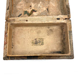 19th Century Dome Top Box Covered with Early Wallpaper and More, Inside and Out