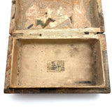 19th Century Dome Top Box Covered with Early Wallpaper and More, Inside and Out