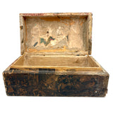 19th Century Dome Top Box Covered with Early Wallpaper and More, Inside and Out