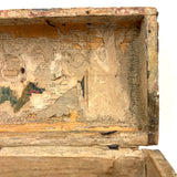 19th Century Dome Top Box Covered with Early Wallpaper and More, Inside and Out