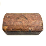 19th Century Dome Top Box Covered with Early Wallpaper and More, Inside and Out