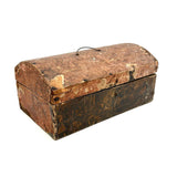 19th Century Dome Top Box Covered with Early Wallpaper and More, Inside and Out