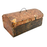 19th Century Dome Top Box Covered with Early Wallpaper and More, Inside and Out