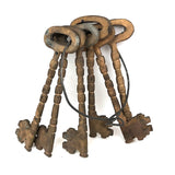 Set of Six Giant Iron, Gold Painted Odd Fellows/Masonic Ceremonial Keys on Wire Ring