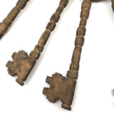 Set of Six Giant Iron, Gold Painted Odd Fellows/Masonic Ceremonial Keys on Wire Ring