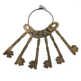 Set of Six Giant Iron, Gold Painted Odd Fellows/Masonic Ceremonial Keys on Wire Ring