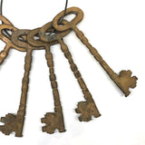 Set of Six Giant Iron, Gold Painted Odd Fellows/Masonic Ceremonial Keys on Wire Ring