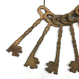 Set of Six Giant Iron, Gold Painted Odd Fellows/Masonic Ceremonial Keys on Wire Ring