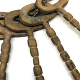 Set of Six Giant Iron, Gold Painted Odd Fellows/Masonic Ceremonial Keys on Wire Ring