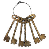Set of Six Giant Iron, Gold Painted Odd Fellows/Masonic Ceremonial Keys on Wire Ring