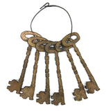 Set of Six Giant Iron, Gold Painted Odd Fellows/Masonic Ceremonial Keys on Wire Ring