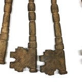 Set of Six Giant Iron, Gold Painted Odd Fellows/Masonic Ceremonial Keys on Wire Ring