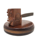 Charming Folk Art Daughters of Rebekah / Odd Fellows Carved Gavel with Block