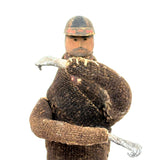 Wonderful Carved Figure (Jockey?) with Wool Coat, Painted Cap, Moving Arms and Gripping Hands