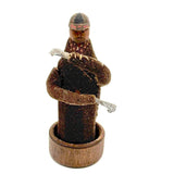 Wonderful Carved Figure (Jockey?) with Wool Coat, Painted Cap, Moving Arms and Gripping Hands