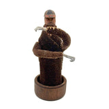 Wonderful Carved Figure (Jockey?) with Wool Coat, Painted Cap, Moving Arms and Gripping Hands