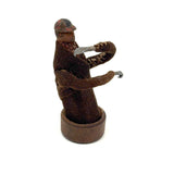 Wonderful Carved Figure (Jockey?) with Wool Coat, Painted Cap, Moving Arms and Gripping Hands