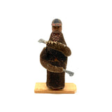 Wonderful Carved Figure (Jockey?) with Wool Coat, Painted Cap, Moving Arms and Gripping Hands