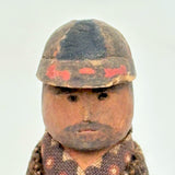 Wonderful Carved Figure (Jockey?) with Wool Coat, Painted Cap, Moving Arms and Gripping Hands