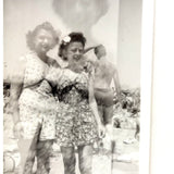 Sisters On the Beach with Man Turned and Floating Head, Interesting Double Exposure Snapshot