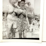 Sisters On the Beach with Man Turned and Floating Head, Interesting Double Exposure Snapshot