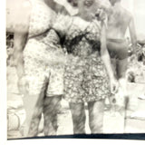 Sisters On the Beach with Man Turned and Floating Head, Interesting Double Exposure Snapshot