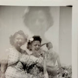 Sisters On the Beach with Man Turned and Floating Head, Interesting Double Exposure Snapshot